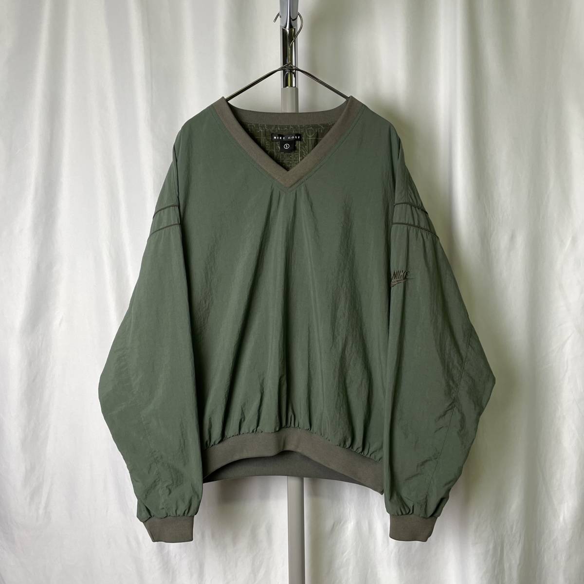 90s NIKE ナイロン プルオーバー ジャケット L グリーン ワイド