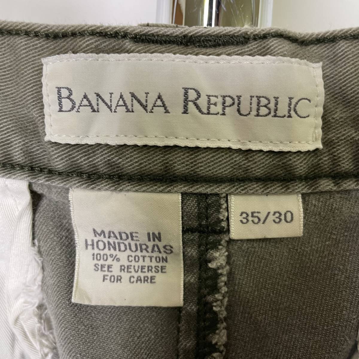 90s BANANA REPUBLIC コットン 2タック チノ スラックス W34×L30 カーキ チノパン バナナリパブリック 80s 00s 古着 オールド ビンテージ_画像2