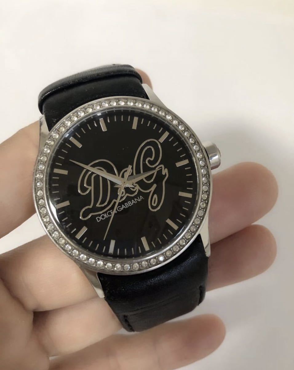 T128 D&G Dolce&Gabbana Dolce & Gabbana wristwatch quartz black face rhinestone 