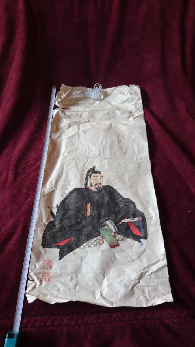 不明です 人物画 まくり 板絵 杉戸絵 襖絵 古画 36 // 和紙 古紙 古画