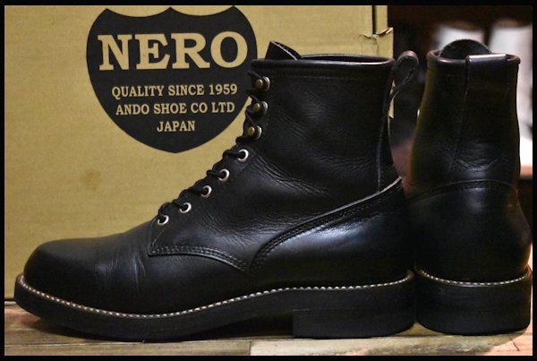 26 箱付 良品】安藤製靴 NERO NERO 黒 ブラック オイルトップガン