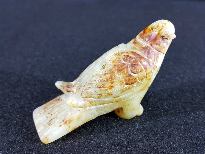 中国 唐物 砡 時代物 漢代玉鳥-