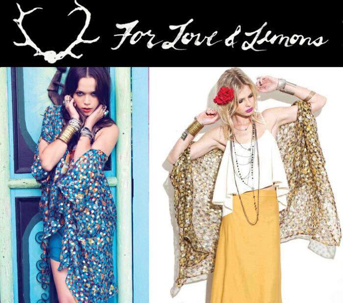 ★新品★[FOR LOVE&LEMONS/フォーラヴアンドレモンズ] BAJA CAPE シフォン シルク フレア ラメ 花柄 ブラウス ケープ 羽織(MUSTARD/sizeXS)_画像1