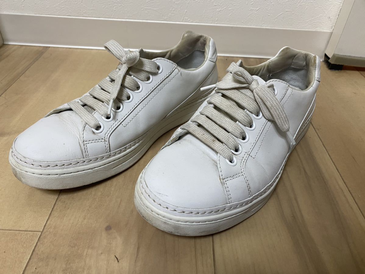 経典 8 サイズ 白 スニーカー PRADA 【中古美品】【送料無料】プラダ