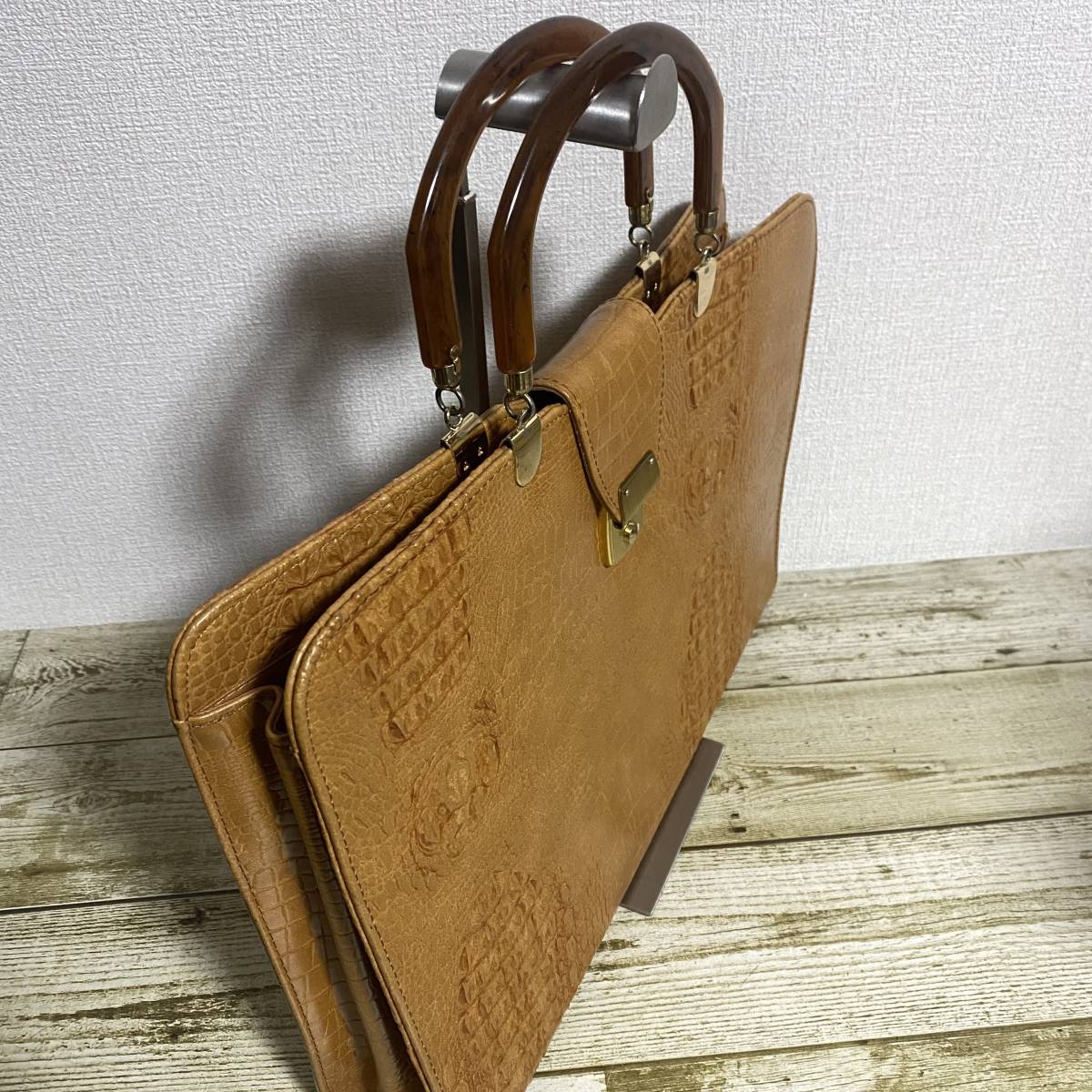[ beautiful goods ] black ko type pushed . briefcase handbag A4 storage light brown 