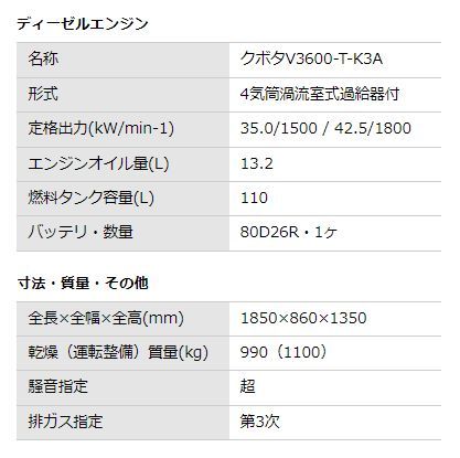 北越工業（AIRMAN）ディーゼルエンジン発電機　SDG45L-5B2（新品）_画像3