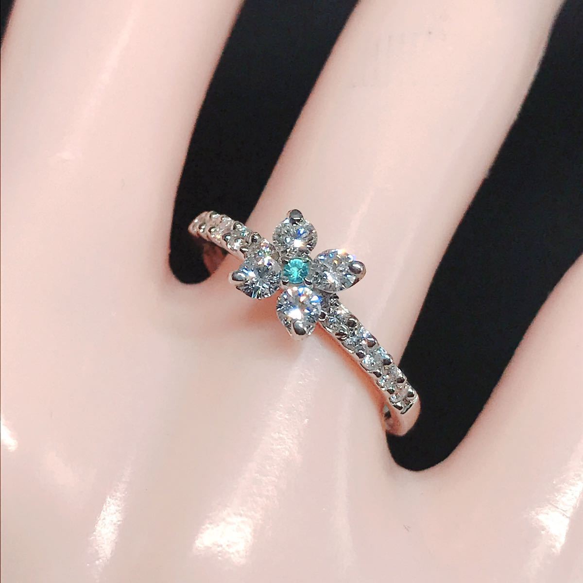 パライバトルマリン 0.01ct ダイヤモンド 0.44ct リング PT900