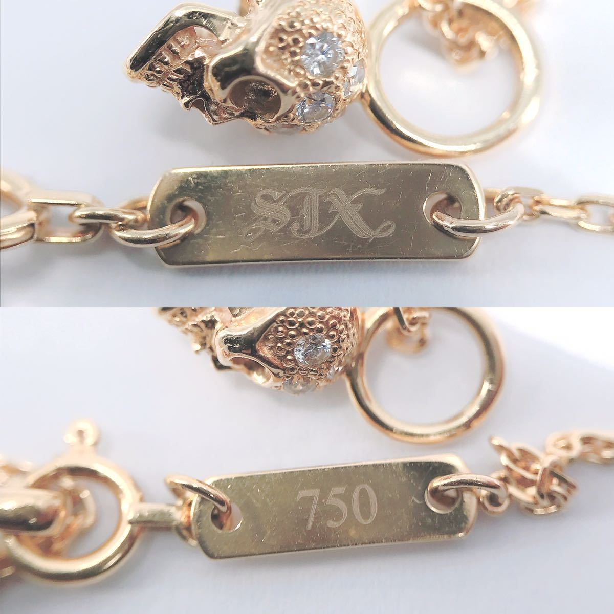 SJX スカル ダイヤモンドネックレス K18 0 08ct 髑髏 メンズ SJX スカル ダイヤモンドネックレス K18 0 08ct 髑髏 メンズ