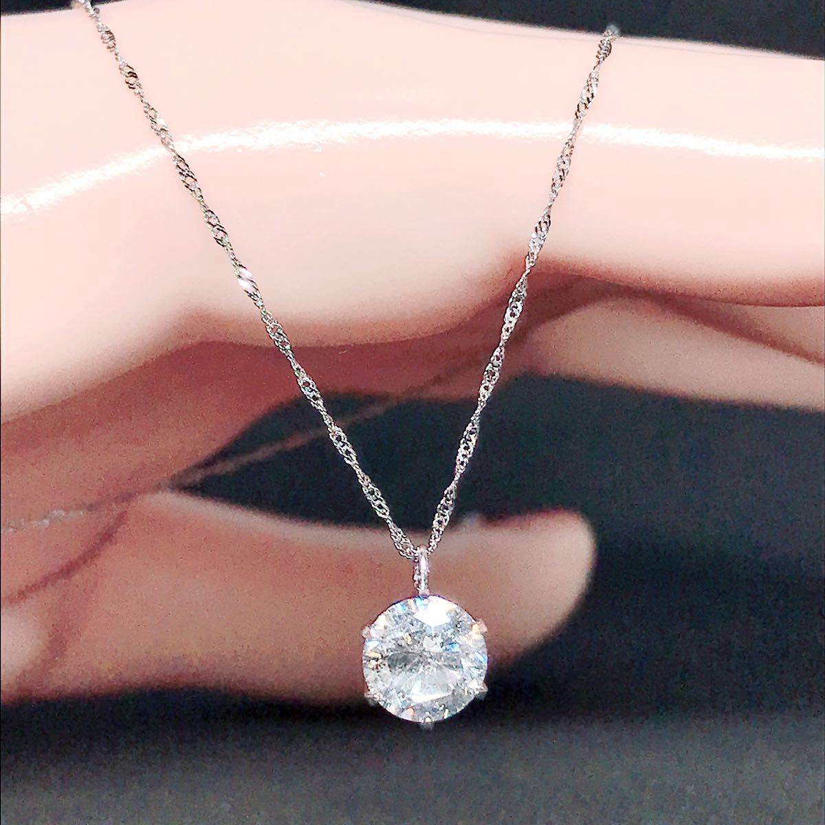 1.00ct 大粒 ダイヤモンドネックレス PT999/850 1粒 ダイヤ 1ct プラチナ_画像7