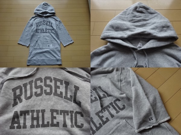 【RUSSELL ATHLETIC】ロング丈 スウェットパーカー グレー SIZE:M (ラッセル,ミニワンピ,カレッジロゴ)_画像4