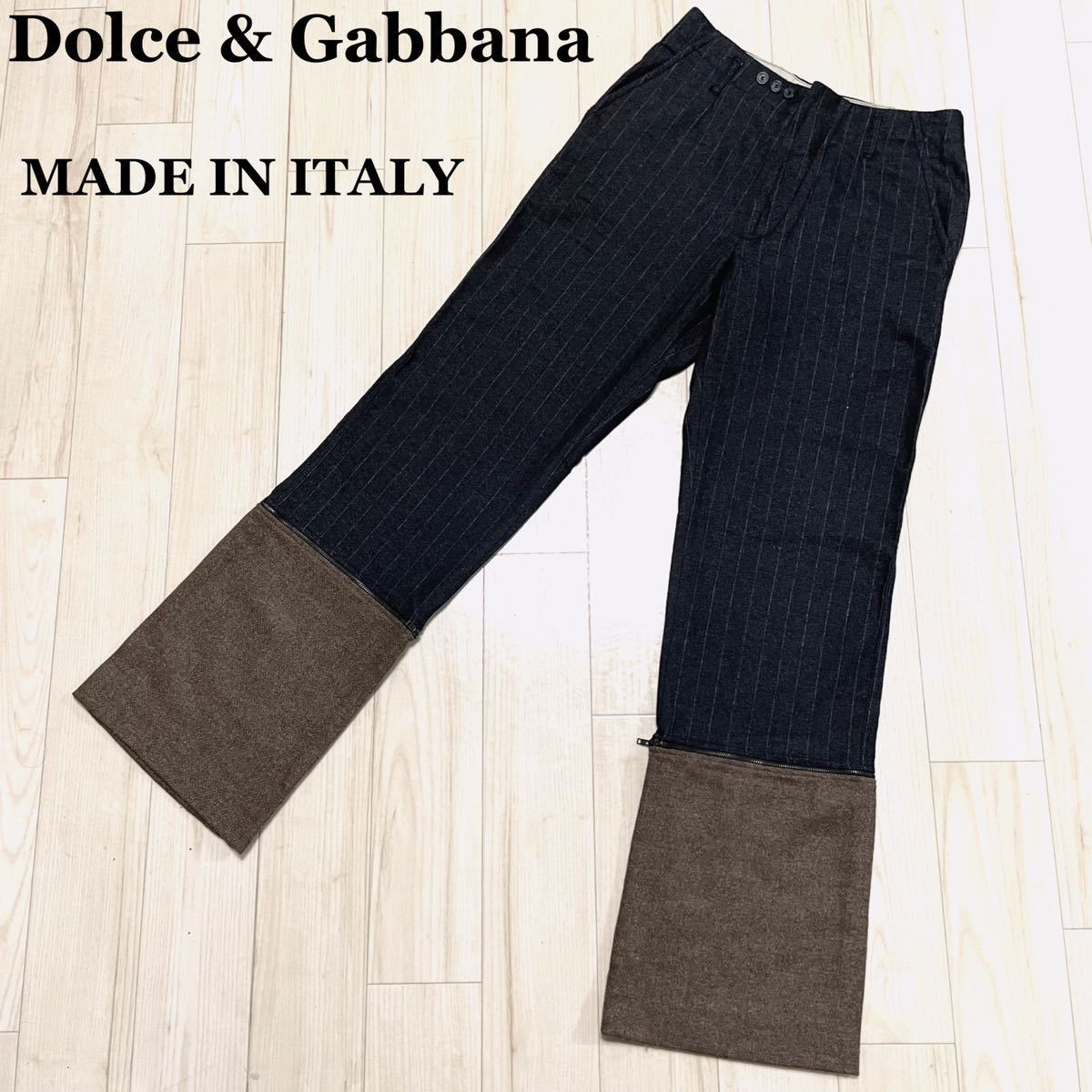 ドルガバ コーデュロイパンツ レザー切り替え dolce&gabbana-