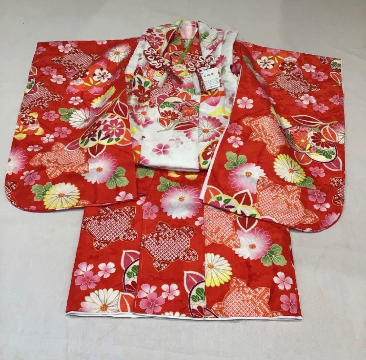 新品未使用】タグ付き 七五三被布9点セット 刺繍半襟付き 3歳祝い着 橘