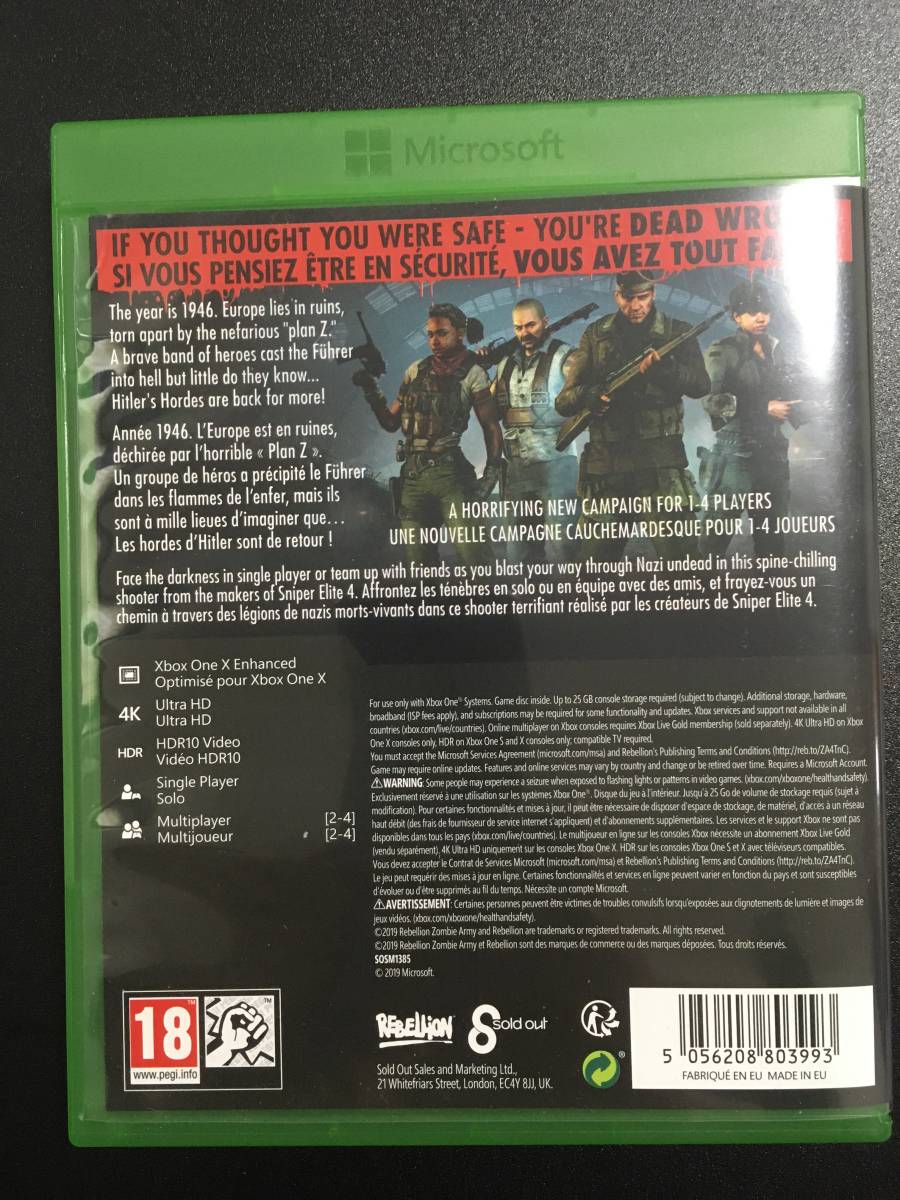 【送料無料】Zombie Army 4 Dead War XboxOne ディスク版　ゾンビアーミー４　海外版_画像2