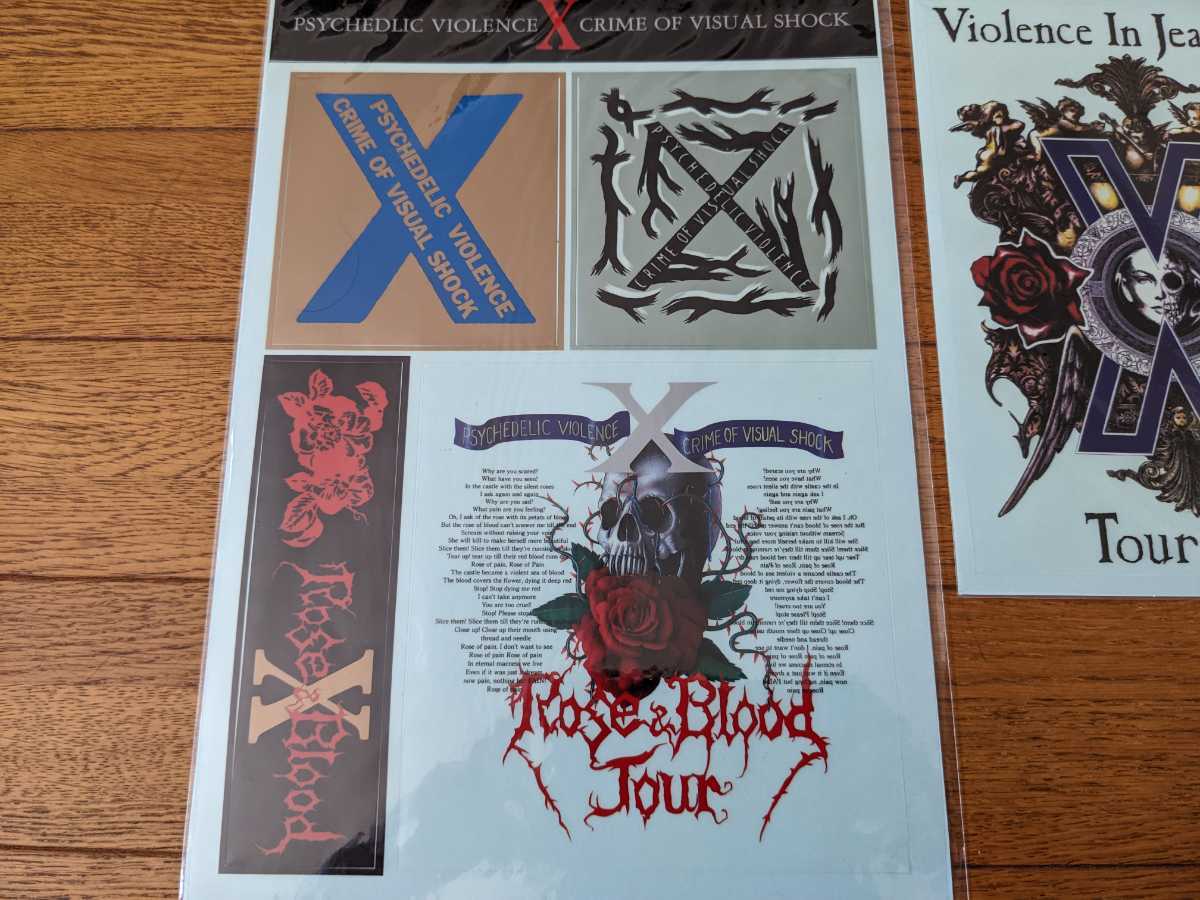 XJAPAN [ROSE&BLOOD][Violence in Jealousy] Tour проспект & официальный стикер BLUE BLOOD hide Yoshiki Toshi Taiji Pata