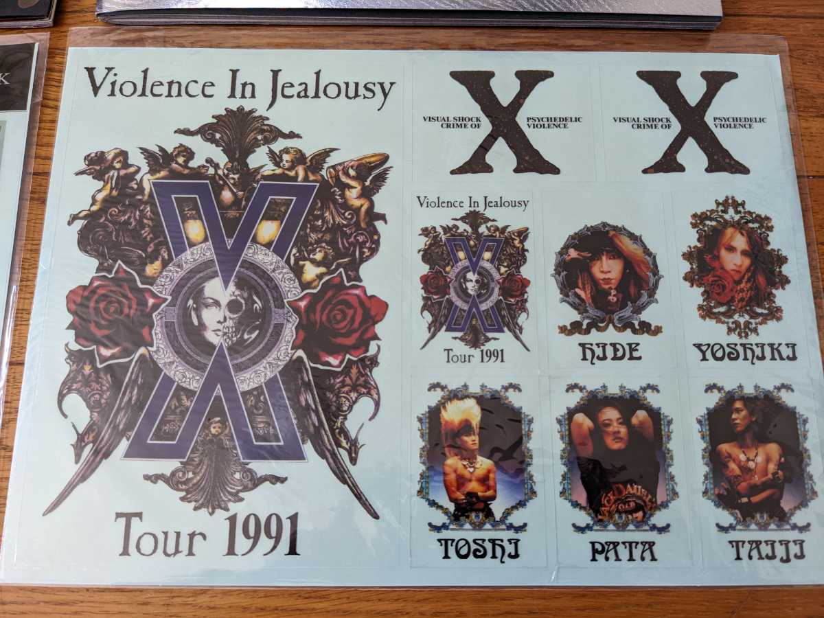 XJAPAN [ROSE&BLOOD][Violence in Jealousy] Tour проспект & официальный стикер BLUE BLOOD hide Yoshiki Toshi Taiji Pata