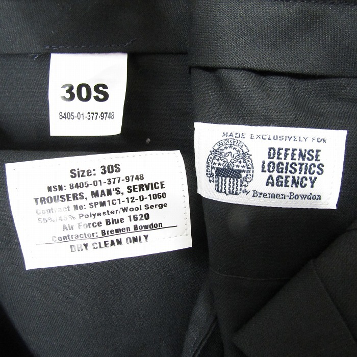未使用 00s 米軍実物 サイズ 30S W29~ U.S.A.F サービス トラウザーズ スラックス ドレス パンツ 紺 古着 ビンテージ ミリタリー 2O0813の画像4