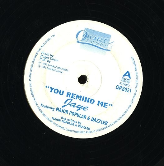 UK99年プレス１２インチ Jaye Featuring Major Popular & Dazzler / You Remind Me【Quartz QRS021】UK R&B ガラージ Patrice Rushen_画像1