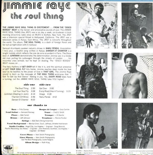 USオリジナルLP！Jimmie Raye / The Soul Thing 76年【Asante / ASW-JRST-9901】ジミー・レイ ザ・ソウル・シング Soul Funk Afrobeat_画像3