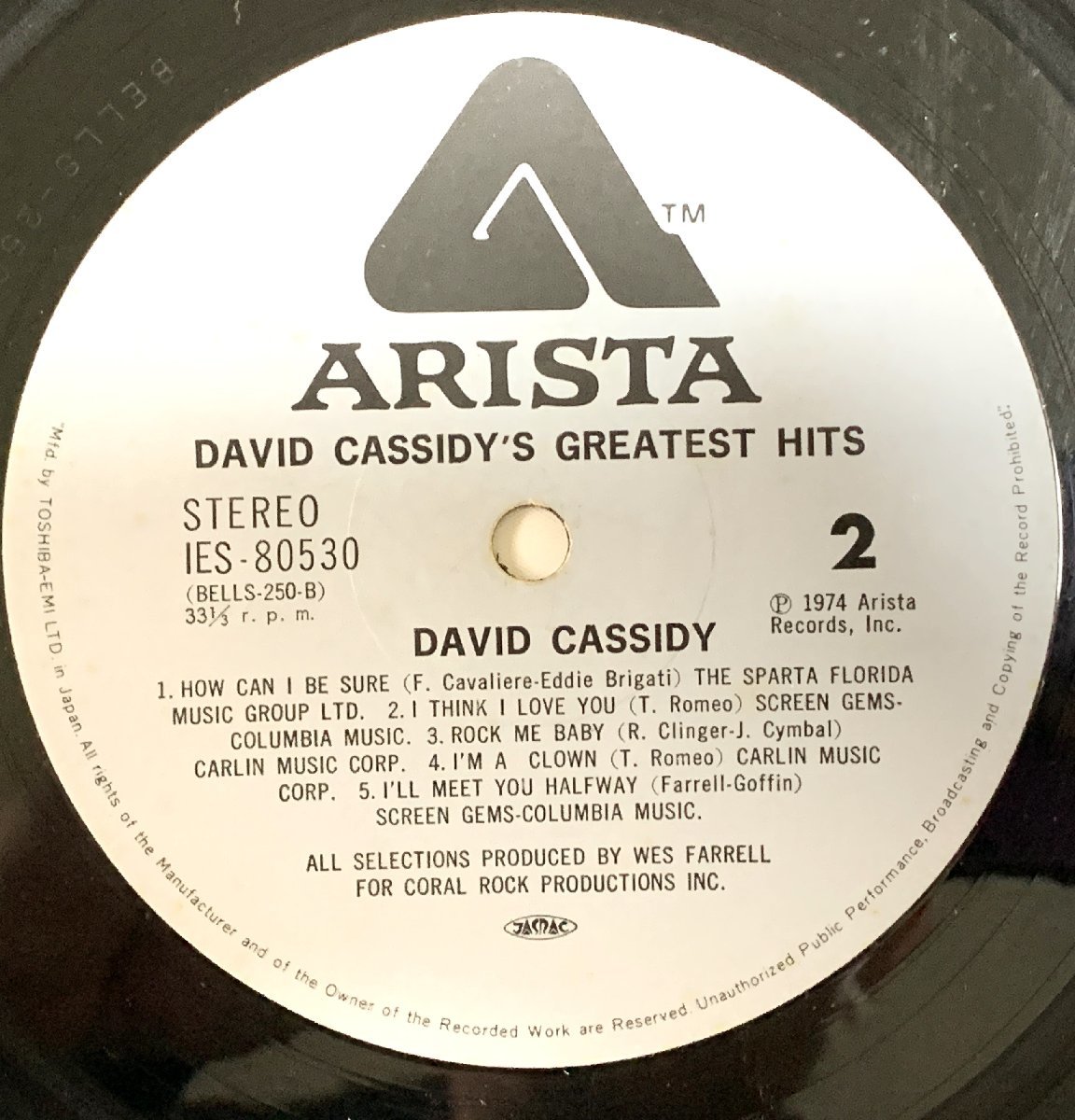 ◎LPレコード デビッド・キャシディ DAVID CASSIDY Greatest Hits_画像4