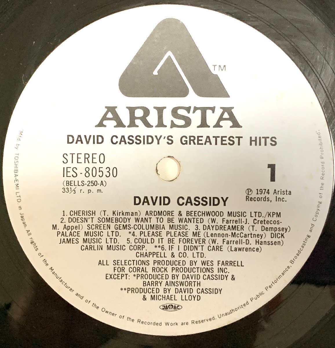 ◎LPレコード デビッド・キャシディ DAVID CASSIDY Greatest Hits_画像3