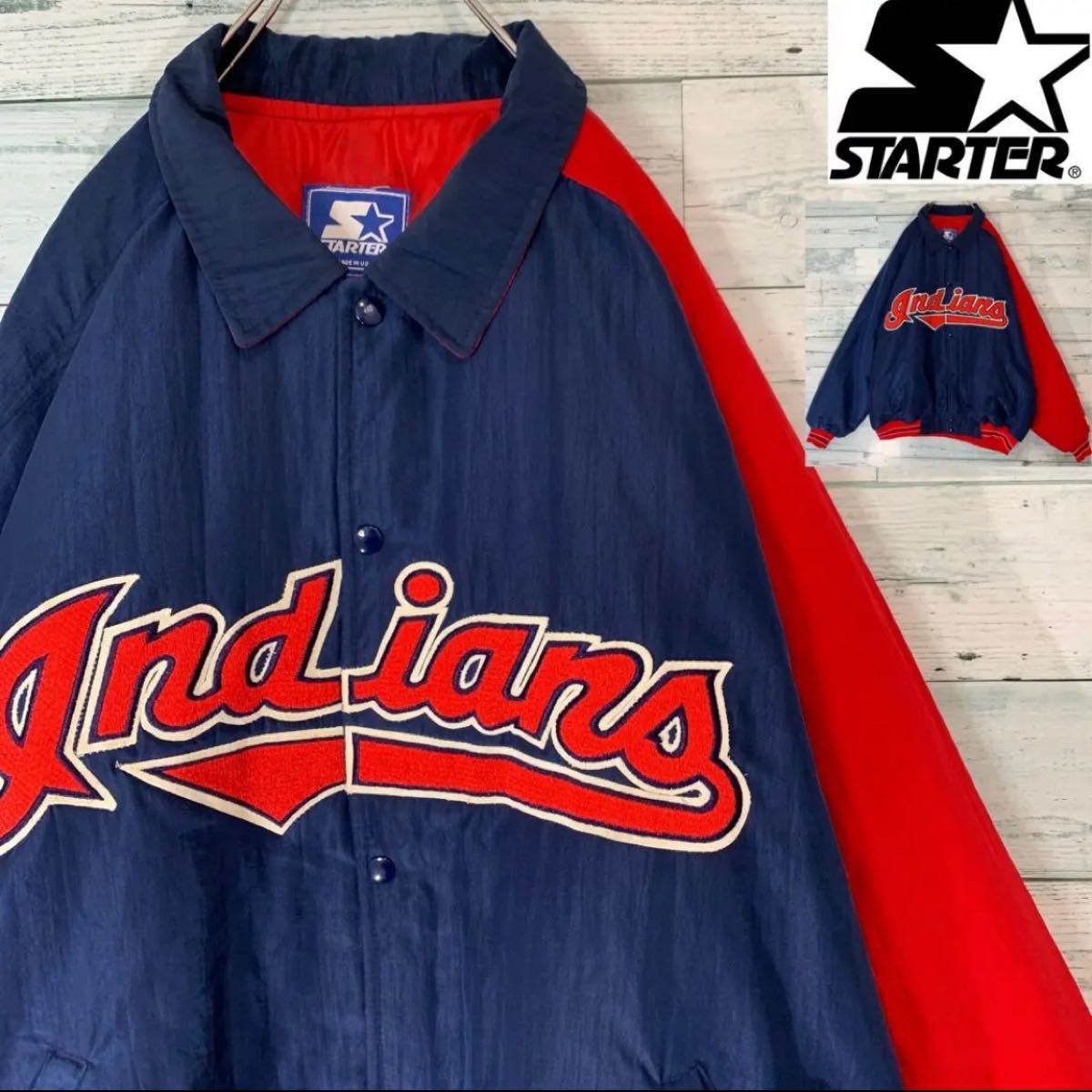 《入手困難》90s USA製 STARTER MLB インディアンス ジャケット スタジャン ジャンパー