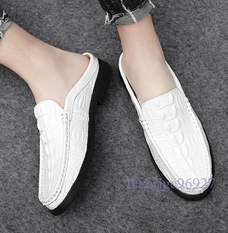 S203* new goods business sandals men's / slip-on shoes office sandals slippers business shoes wani pattern gentleman shoes instant .... black 26.0cm