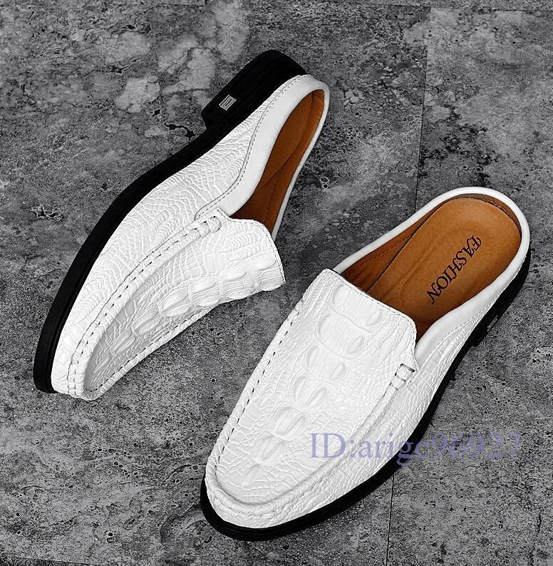 S203* new goods business sandals men's / slip-on shoes office sandals slippers business shoes wani pattern gentleman shoes instant .... black 26.0cm