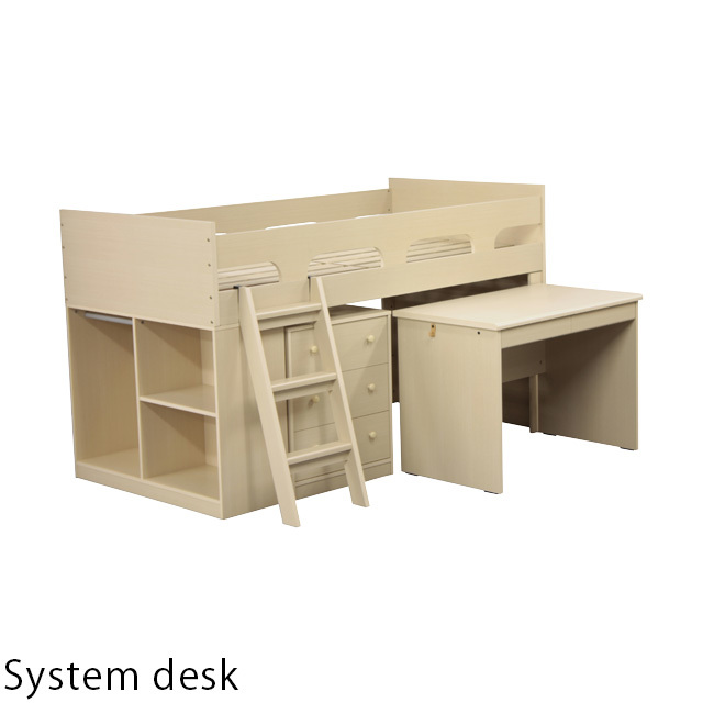システムベッド メープル システムデスク ロフトベッド 木製 シングルベッド 子供 学習机 キッズ家具