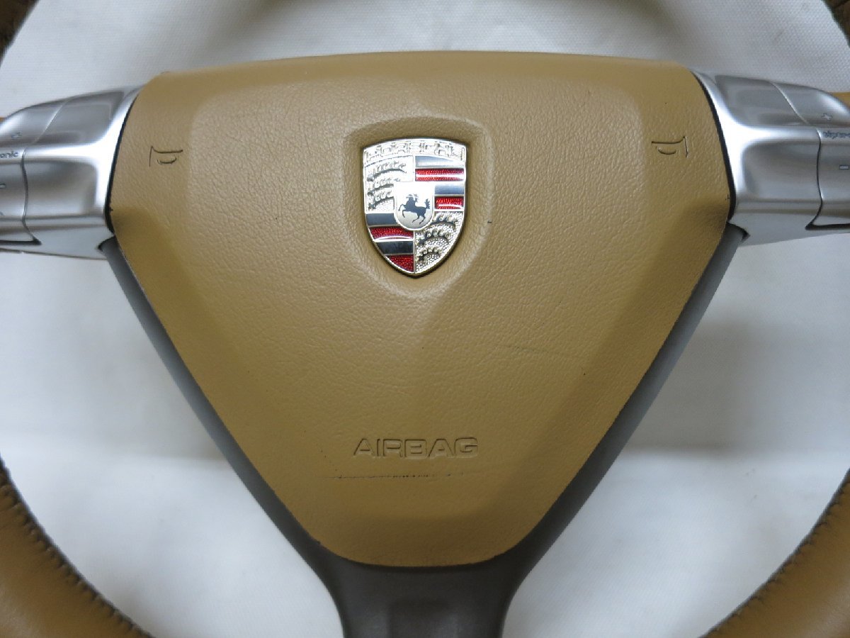  Cayman 987 Porsche original leather steering gear airbag cover 997.347.804.04.FOC sand beige 997 911 control number (W-3607)