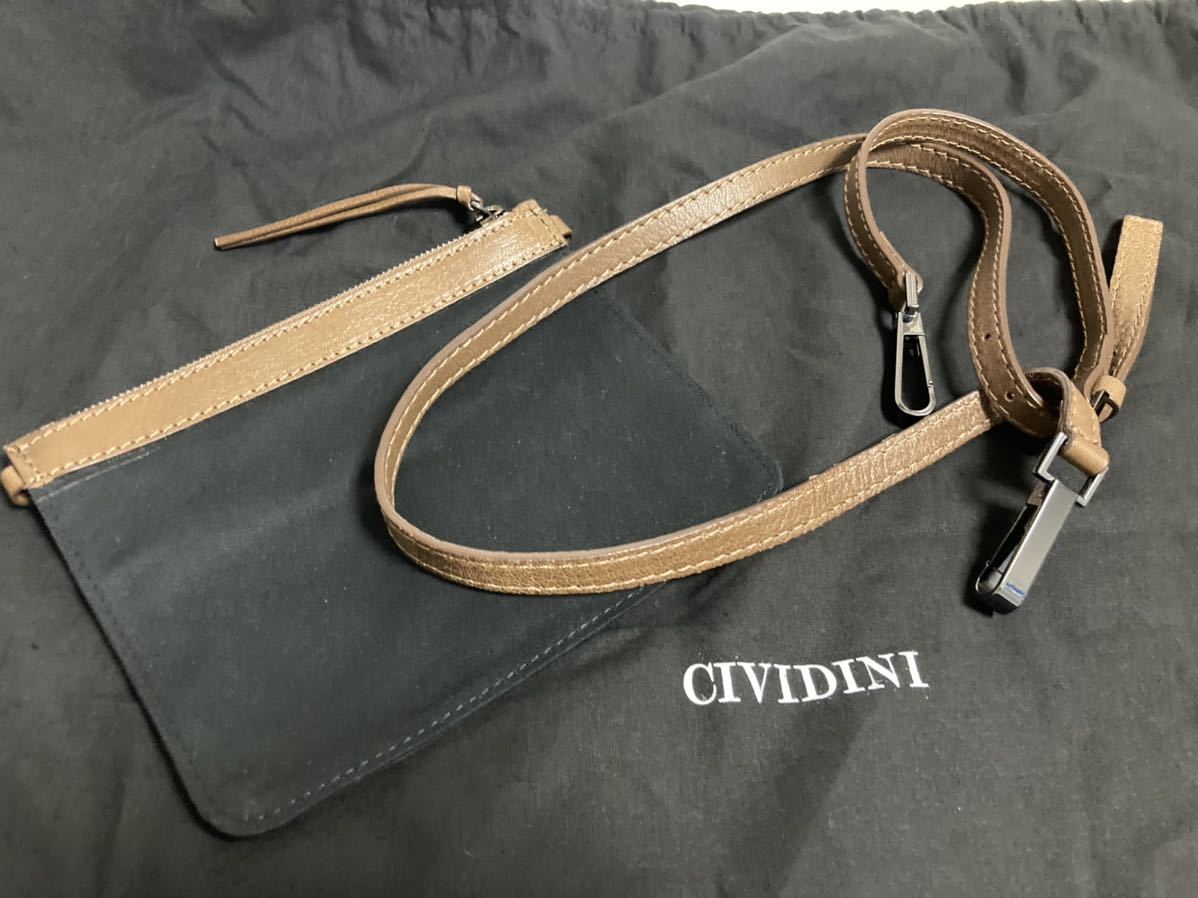 新品　チヴィディーニ/CIVIDINI（伊）　ウール×レザー　ハンドバック／ショルダーバッグ　グレー×茶　　イタリア製　定価１７．６万円