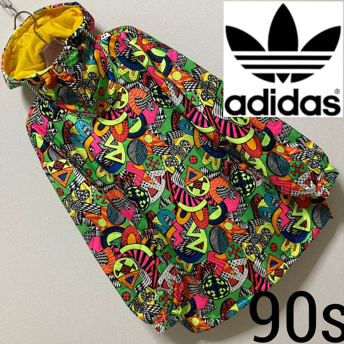 90s Vintage adidas デサント 中綿 アノラック パーカー 総柄 M 90s Vintage adidas デサント 中綿 アノラック パーカー 総柄 M