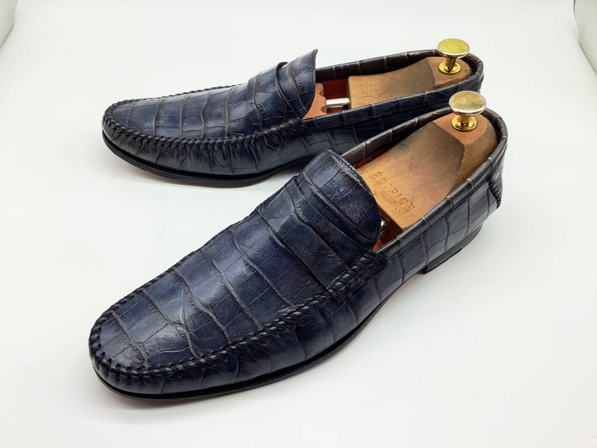 美品】Santoni サントーニ☆クロコ型押し ローファー スリッポン