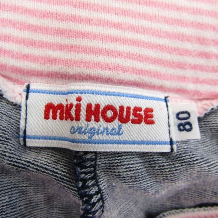 ミキハウス デニム ハーフパンツ うさこちゃん ボーダー 女の子用 80サイズ 紺ピンク ベビー 子供服 MIKI HOUSE_画像3