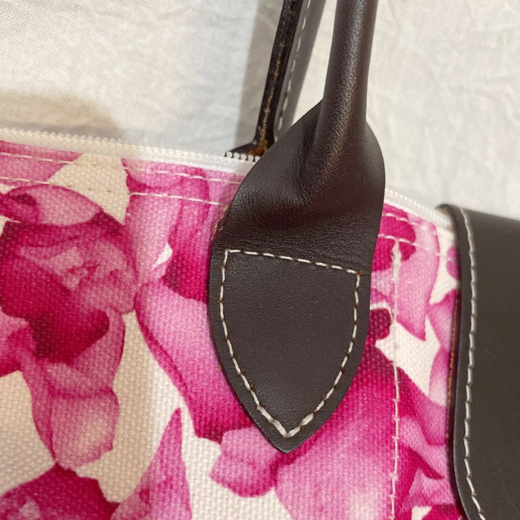 Longchamp ロンシャン トートバッグ サイズ M ピンク花柄 肩掛けタイプ 