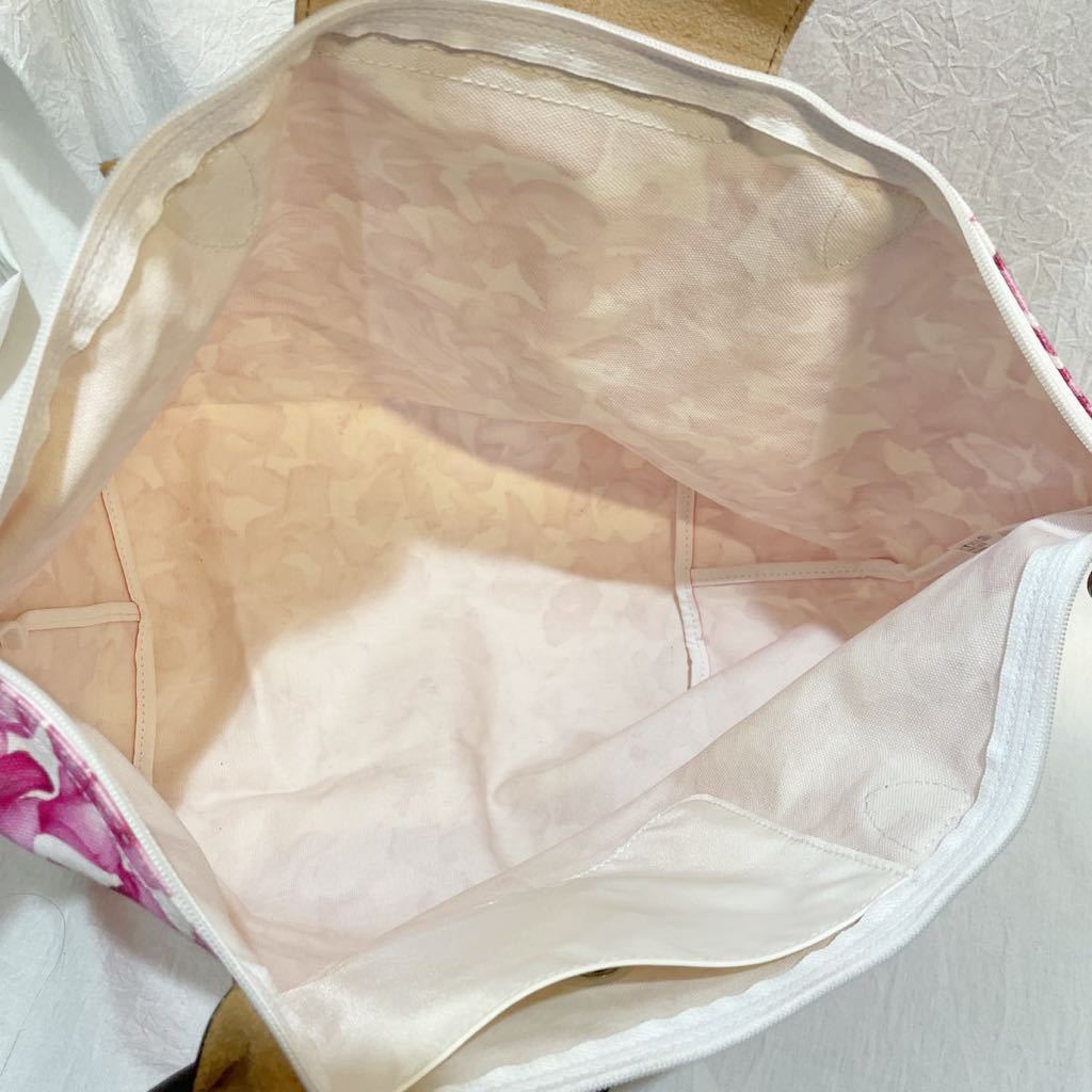 Longchamp Long Champ tote bag size M pink floral print shoulder .. type 