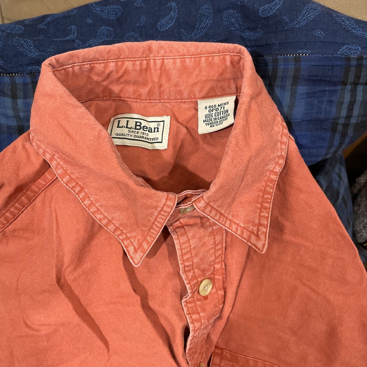 LLBean エルエルビーン ダブルフラップポケット 半袖シャツ S 赤茶系