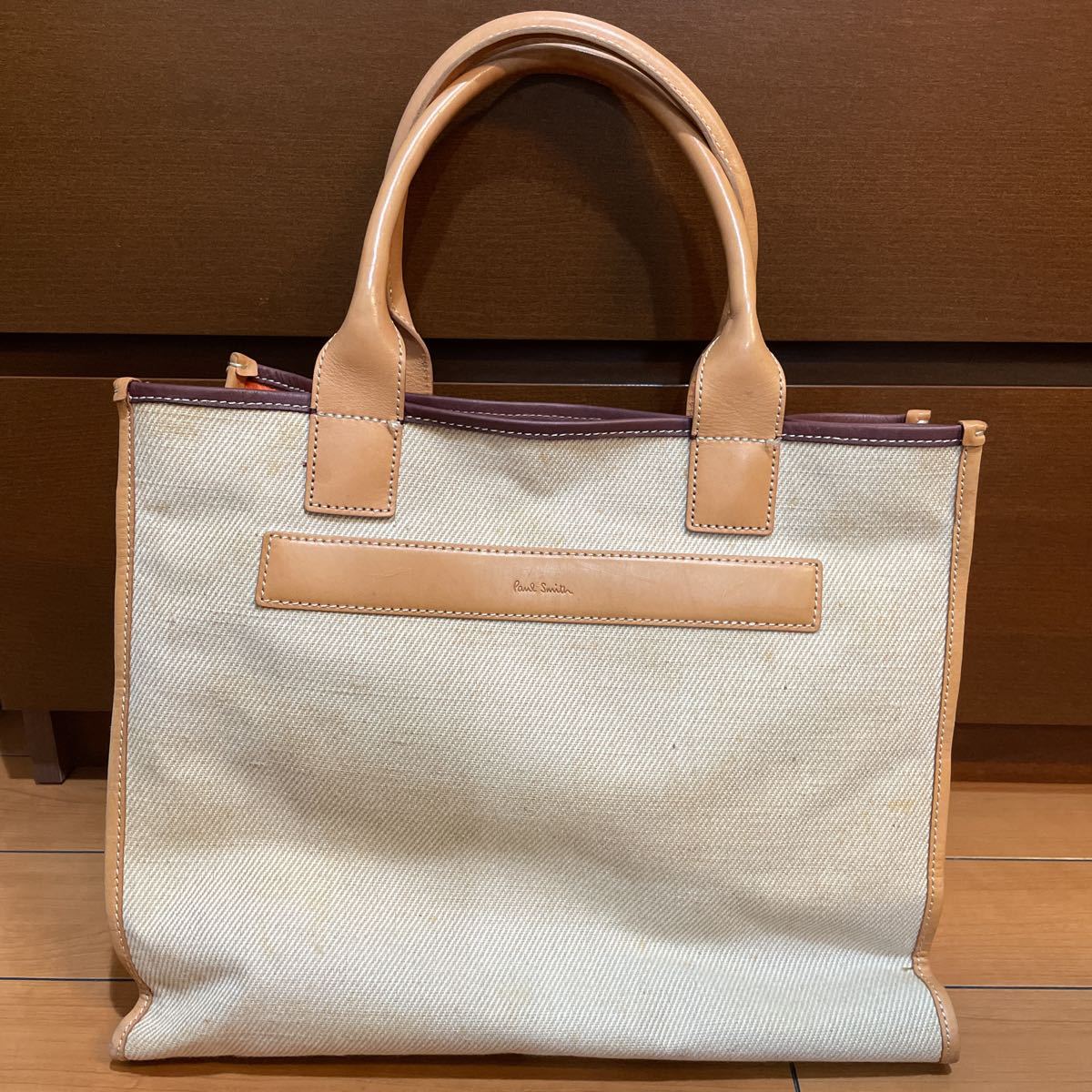 Paul Smith ポールスミス トートバッグ レザーxキャンバス 偉大な www