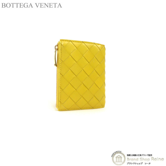 ボッテガ ヴェネタ （BOTTEGA VENETA） イントレチャート ミニウォレット 二つ折り 財布 608059 バターカップ（新品）