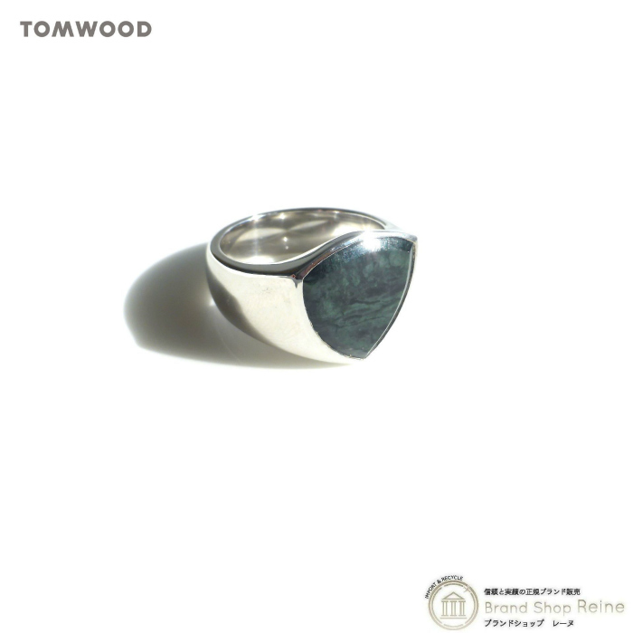 トムウッド （TOM WOOD） Shield Ring シールドリング グリーンマーブル シルバー 925 指輪 #60 19号 R74HYGMB01S925 メンズ（新品）