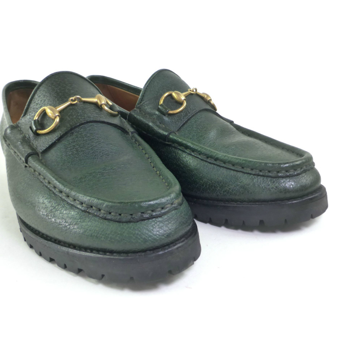 グッチ (GUCCI) レザー ホースビット ローファー 靴 ラグソール