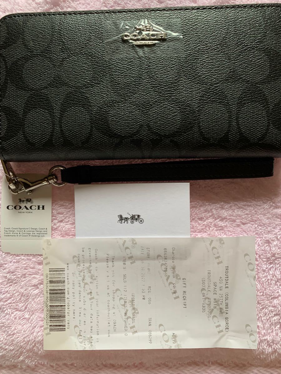 新品【COACH】コーチシグネチャーラウンドファスナー長財布/リスト