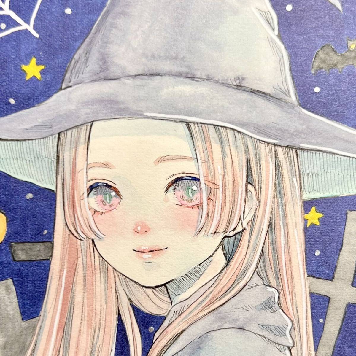 ヤフオク オリジナル 創作 水彩画 透明水彩 ハロウィン イ