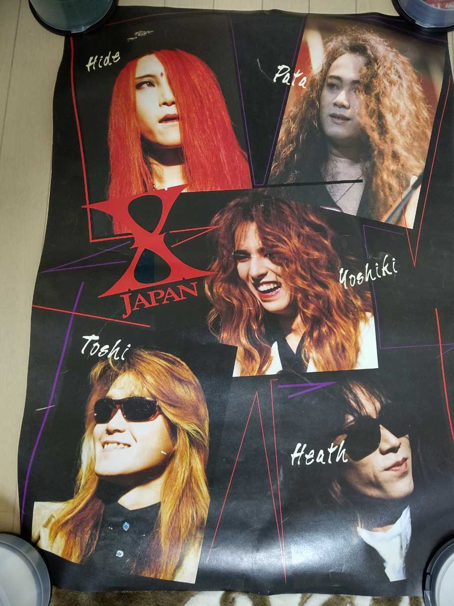 X JAPAN 特大ポスター 1993年 記者会見 83cm×60cm YOSHIKI hide ToshI PATA HEATH_画像1