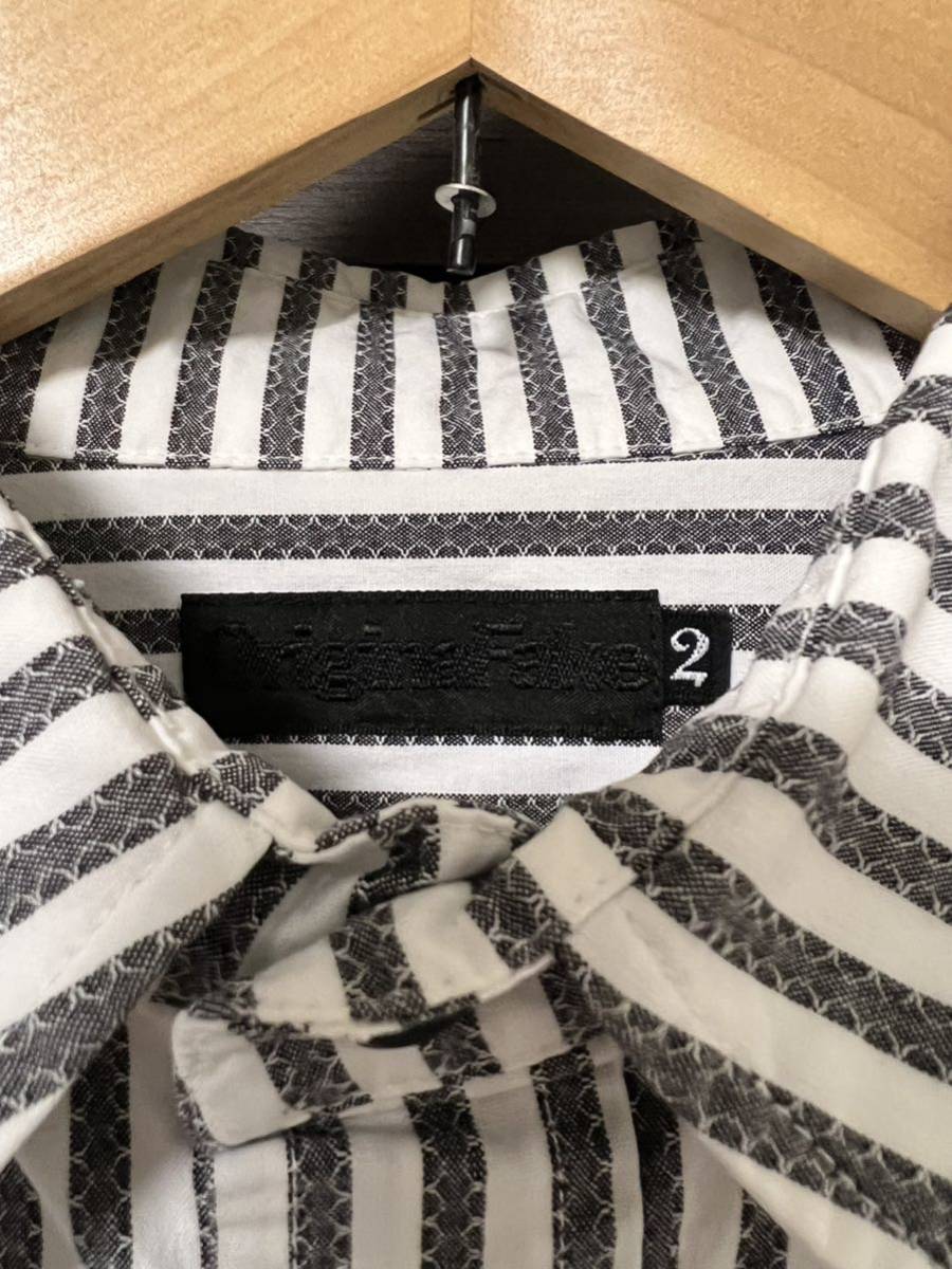 original fake KAWS stripe shirt オリジナルフェイク　カウズ　ストライプ　半袖シャツ 希少_画像3