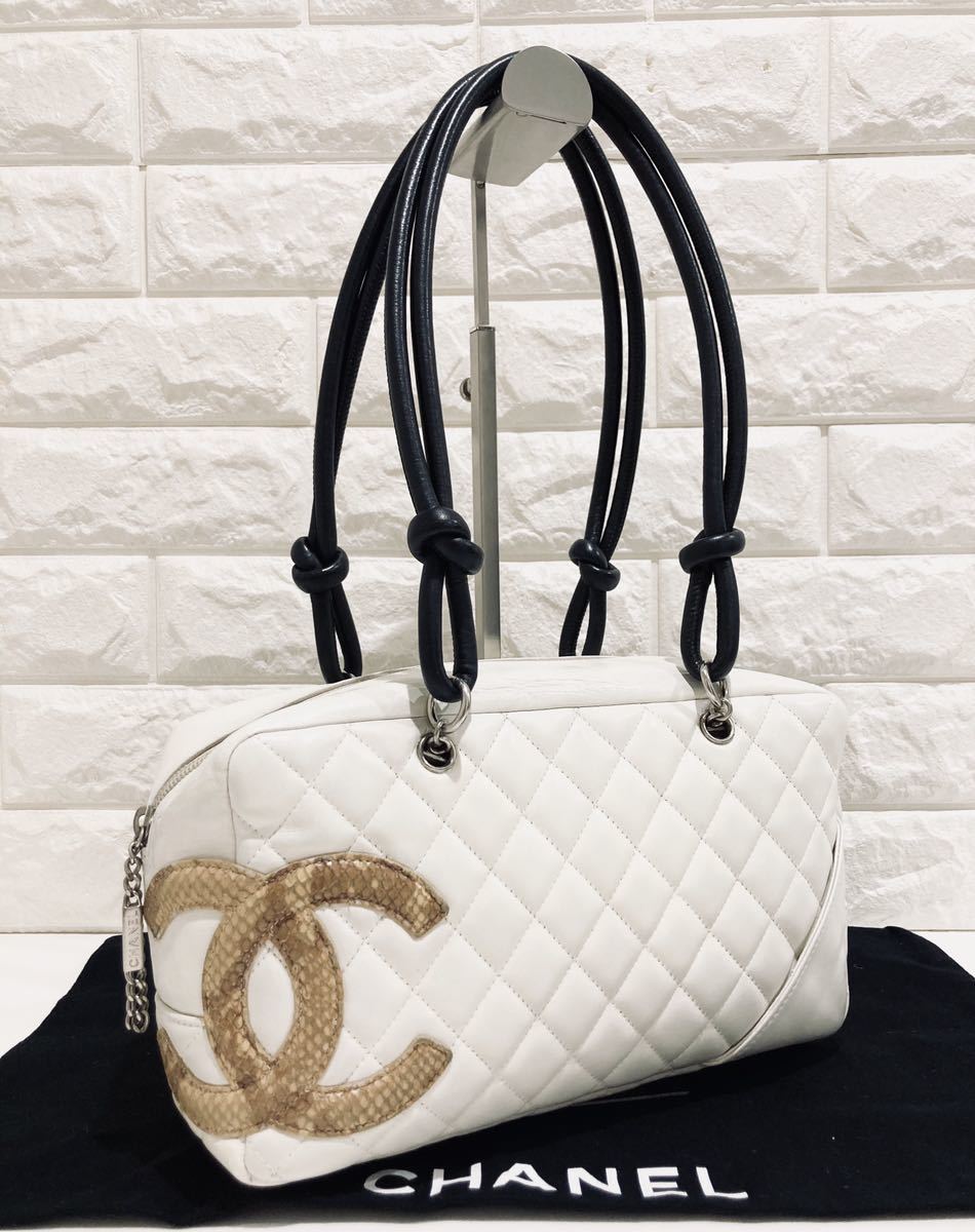 CHANEL 極上美品 シャネル カンボンライン ココマーク パイソン レザー