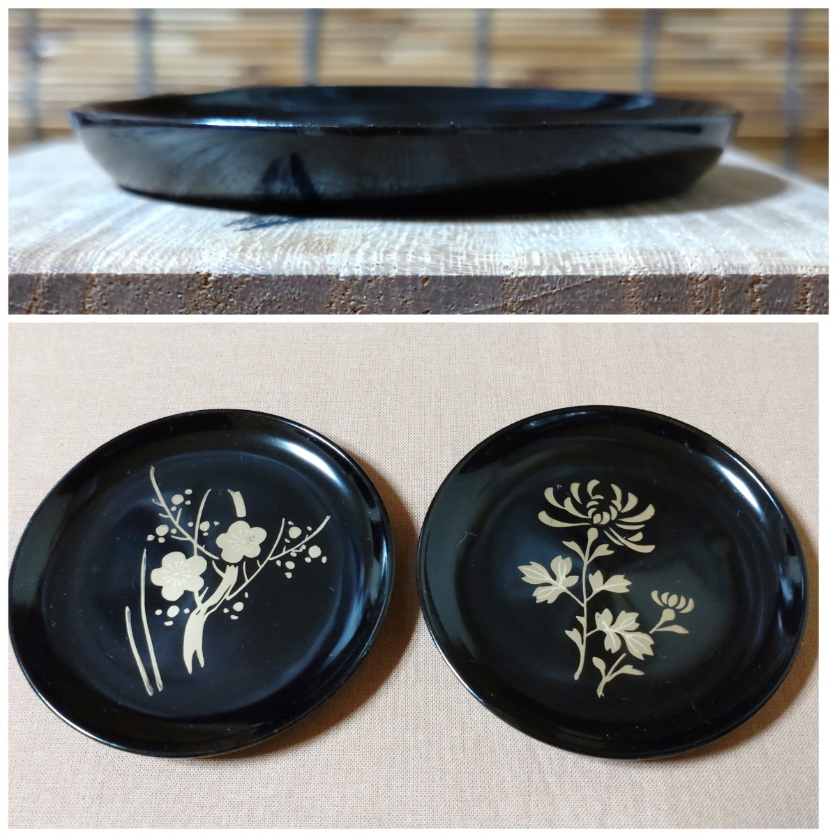 茶托/6点セット/菊蒔絵/幸寿多揃/共箱付/会津塗/漆塗/コースター 茶托/6点セット/菊蒔絵/幸寿多揃/共箱付/会津塗/漆塗/コースター