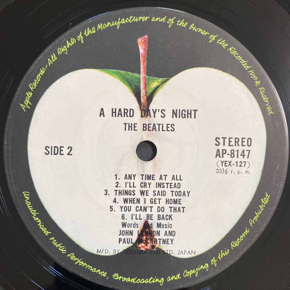 LP A HARD DAY\'S NIGHT/THE BEATLES Beatles .... come ya.!ya.!ya.! lyric card attaching .