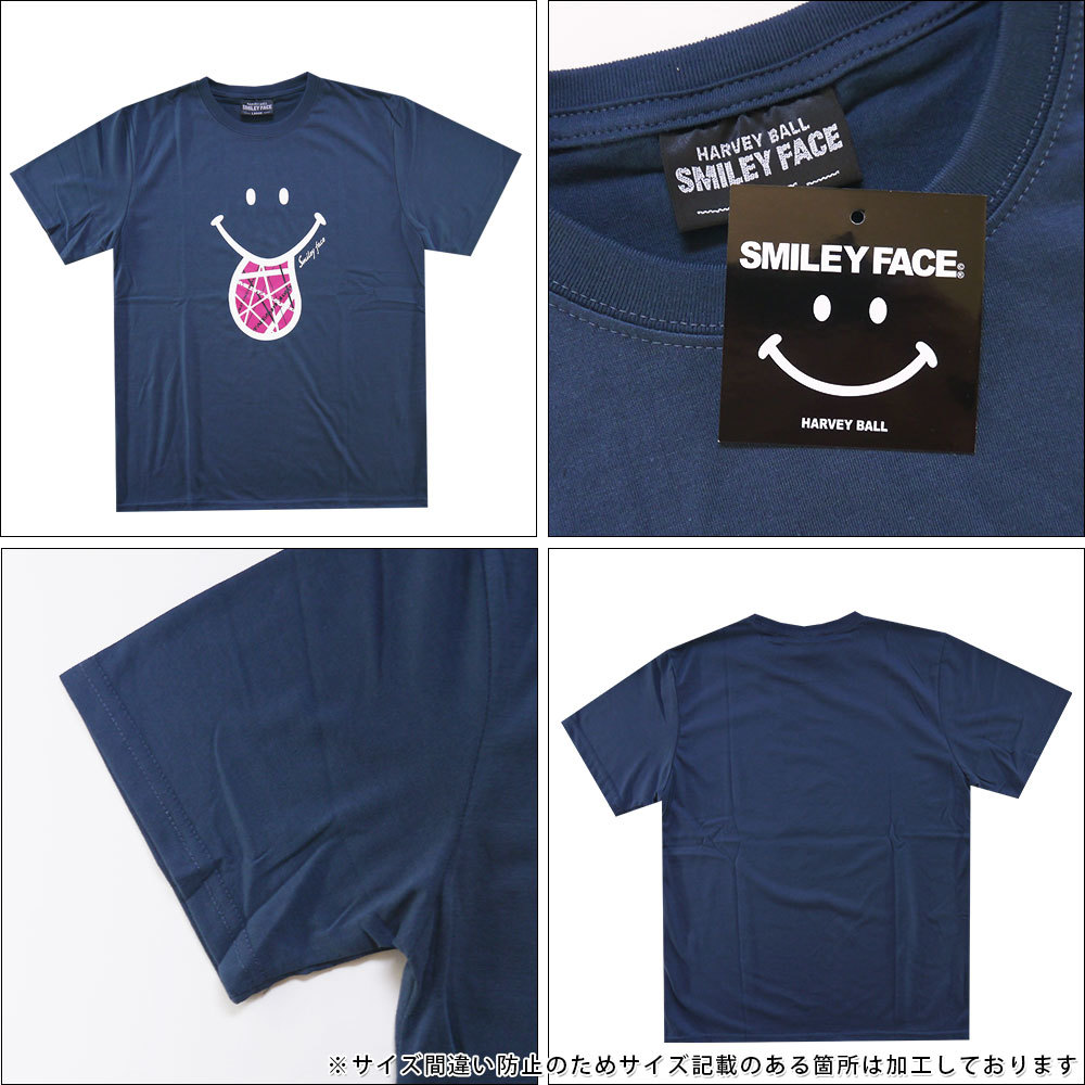 スマイル ニコちゃん 半袖 Tシャツ メンズ スマイリー SMILE グッズ 12229502 Lサイズ NB(ネイビー)_画像3