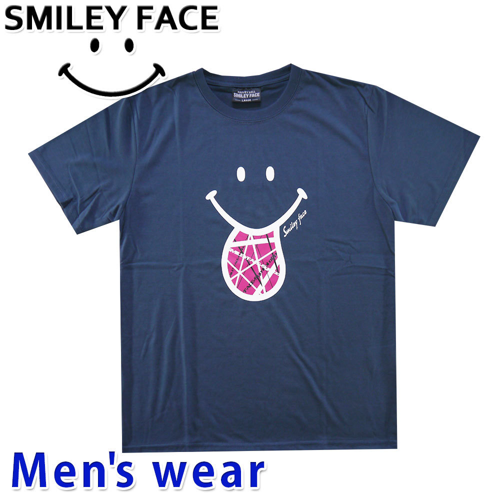 スマイル ニコちゃん 半袖 Tシャツ メンズ スマイリー SMILE グッズ 12229502 Lサイズ NB(ネイビー)_画像1