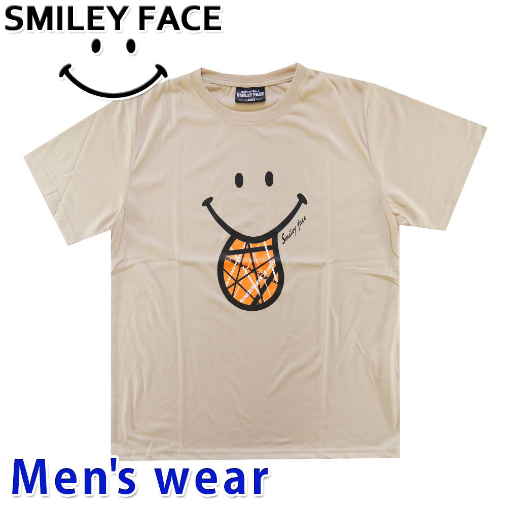 スマイル ニコちゃん 半袖 Tシャツ メンズ スマイリー SMILE グッズ 12229502 Lサイズ BE(ベージュ)_画像1